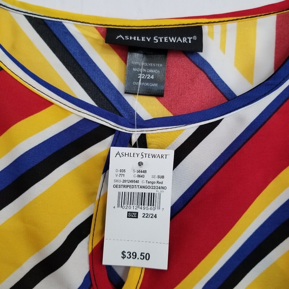 Ashley Stewart Tie Front Geometric Print Tank Blouse Size 22/24 - Picture 5 of 7